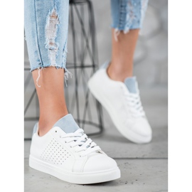 SHELOVET White Shoes With Suede Inserts 2