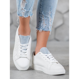 SHELOVET White Shoes With Suede Inserts 1