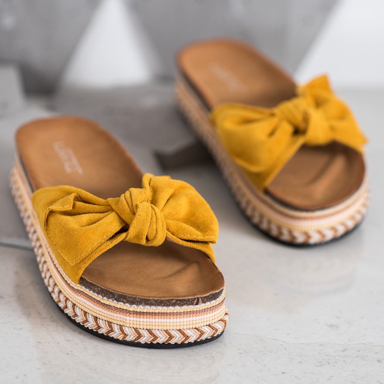 SHELOVET Fashionable Slippers On The Platform yellow 2