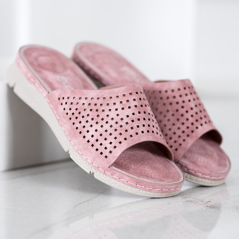 SHELOVET Light Openwork Slippers pink 2