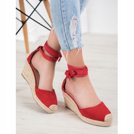 SHELOVET Wedge Espadrilles red 1