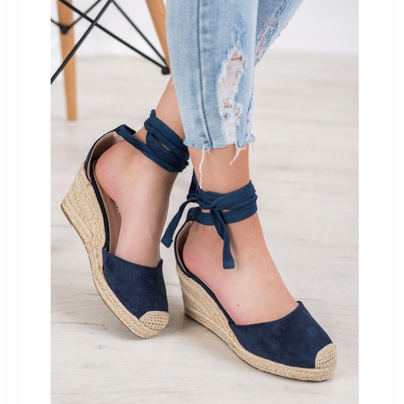 SHELOVET Wedge Espadrilles blue 1