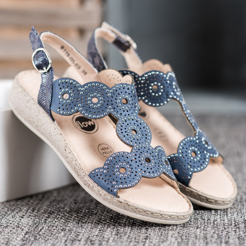 SHELOVET Elegant Sandals On The Platform blue 2