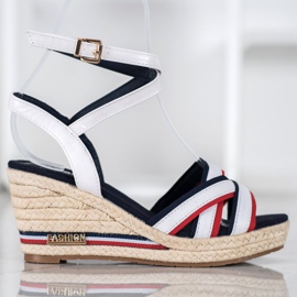 Comer Wedge Sandals With Stripes white multicolored 2