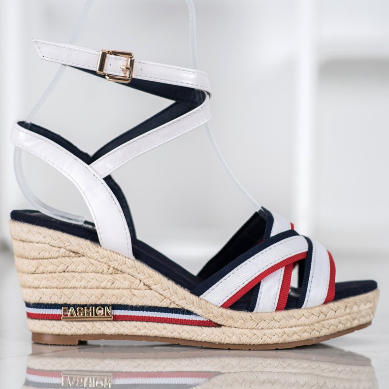 Comer Wedge Sandals With Stripes white multicolored 2
