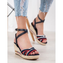 Comer Wedge Sandals With Stripes blue multicolored 1