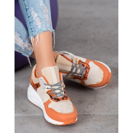 SHELOVET Snake Print Sneakers orange multicolored 2