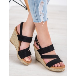 Small Swan Black Sandals On Wedge 1