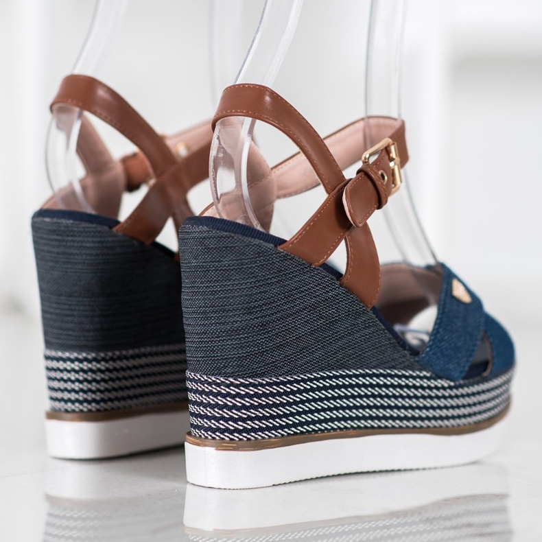 SHELOVET Wedge Sandals blue 1 SHELOVET Wedge Sandals blue 1