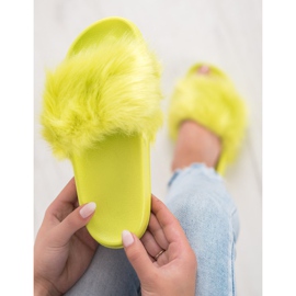 SHELOVET Rubber Slippers With Fur multicolored green 1