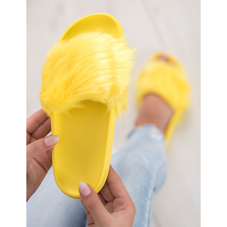 SHELOVET Rubber Slippers With Fur yellow 1