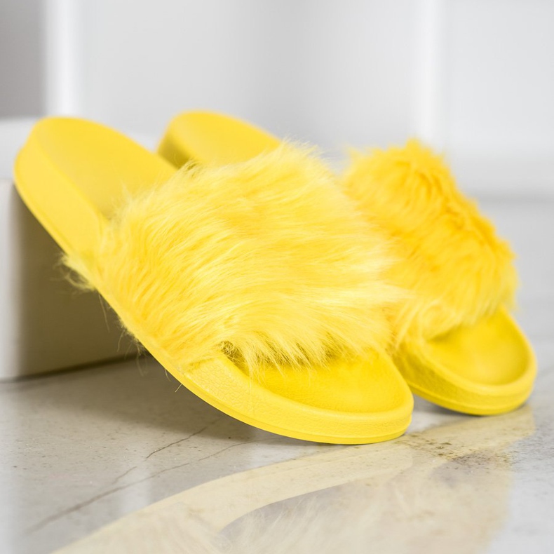 SHELOVET Rubber Slippers With Fur yellow 2