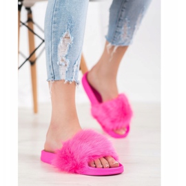 SHELOVET Rubber Slippers With Fur pink 1