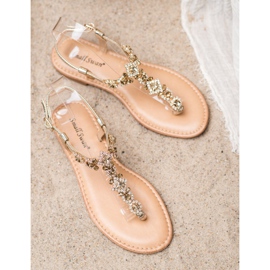 Small Swan Flip-flops Sandals With Cubic Zirconia golden 2