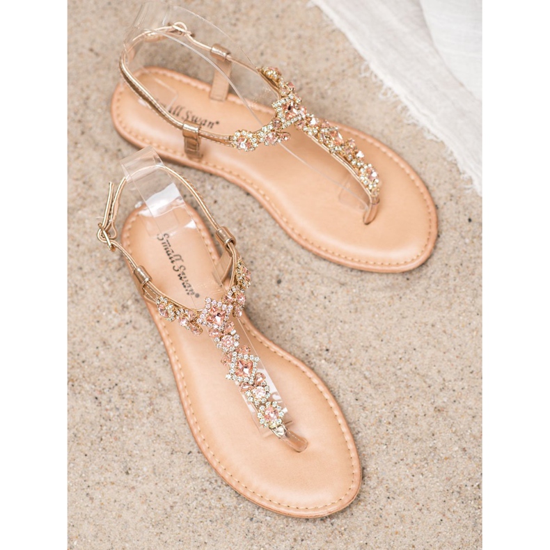 Small Swan Flip-flops Sandals With Cubic Zirconia yellow 2