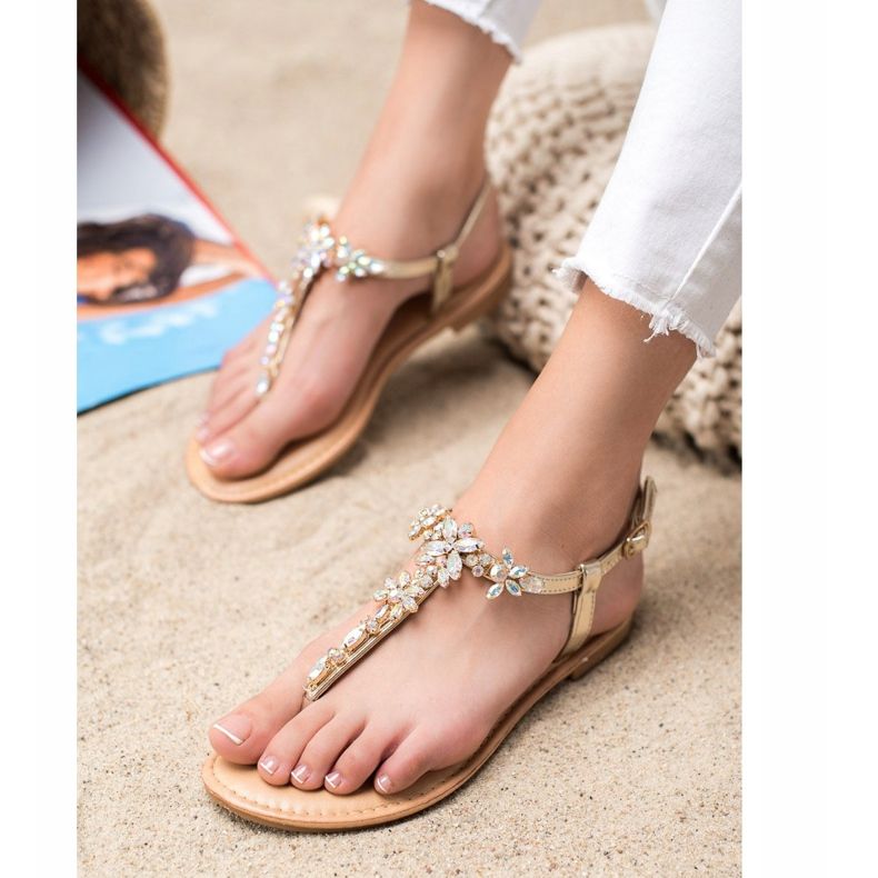 Small Swan Elegant Sandals With Cubic Zirconia yellow 1
