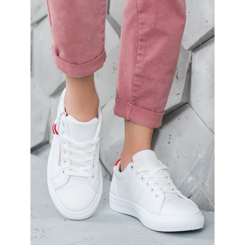 SHELOVET White Sneakers With A Zipper 1