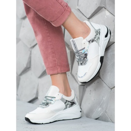 SHELOVET Snake Print Sneakers white multicolored 1