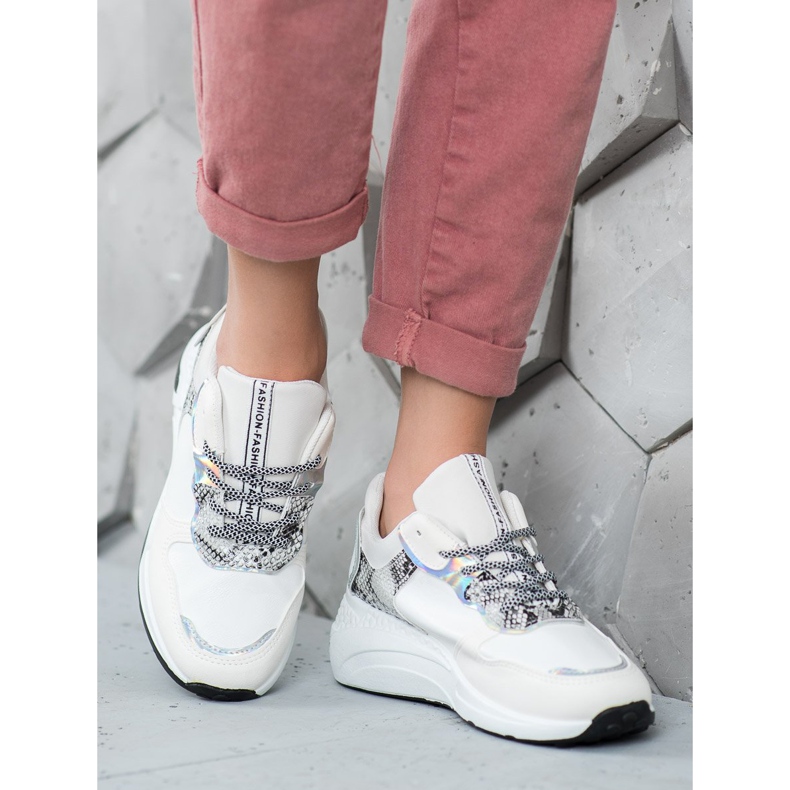 SHELOVET Snake Print Sneakers white multicolored 2