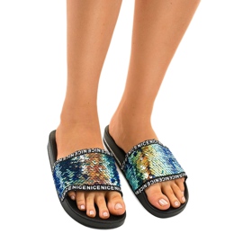 Black slippers with sequins WS9002 multicolored 1