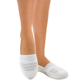 White CB1711-9 openwork slip-on sneakers 1
