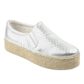 Silver slip-on espadrilles 6140 grey 1