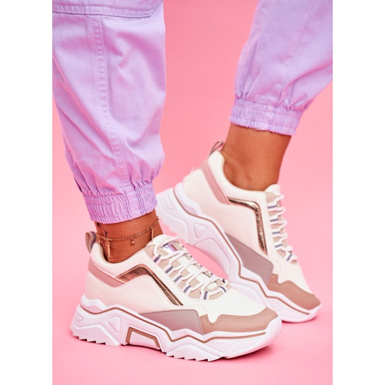 Women's sports shoes white and beige Rollen brown 1