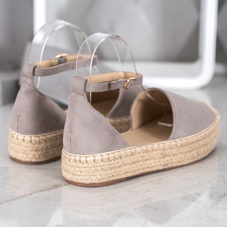 SHELOVET Espadrilles With Buckle grey 1