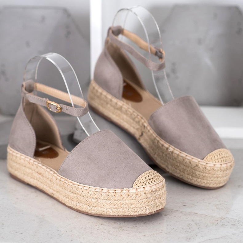 SHELOVET Espadrilles With Buckle grey 2
