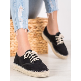 SHELOVET Suede Espadrilles black 1
