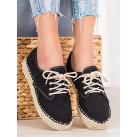 SHELOVET Suede Espadrilles black 2