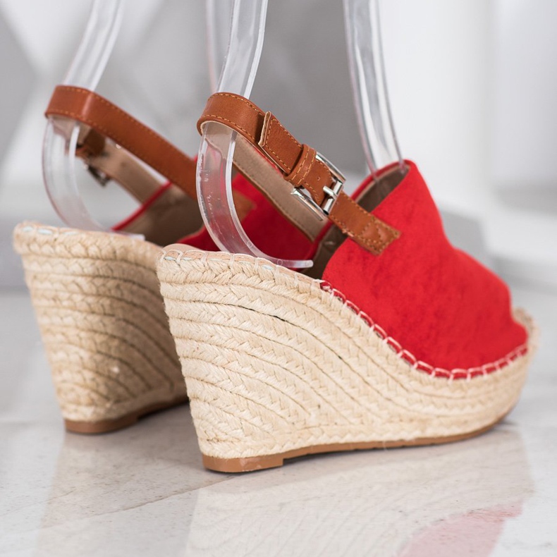 Small Swan Fashionable Suede Sandals red 1