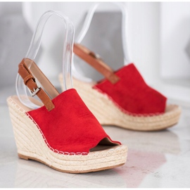 Small Swan Fashionable Suede Sandals red 2