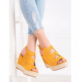 Small Swan Fashion Wedge Sandals yellow 1