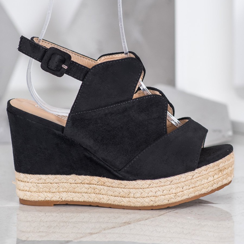 Small Swan Fashion Wedge Sandals black 2 Small Swan Fashion Wedge Sandals black 2