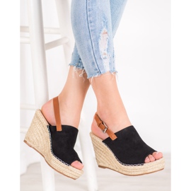 Small Swan Fashionable Suede Sandals black 2 Small Swan Fashionable Suede Sandals black 2