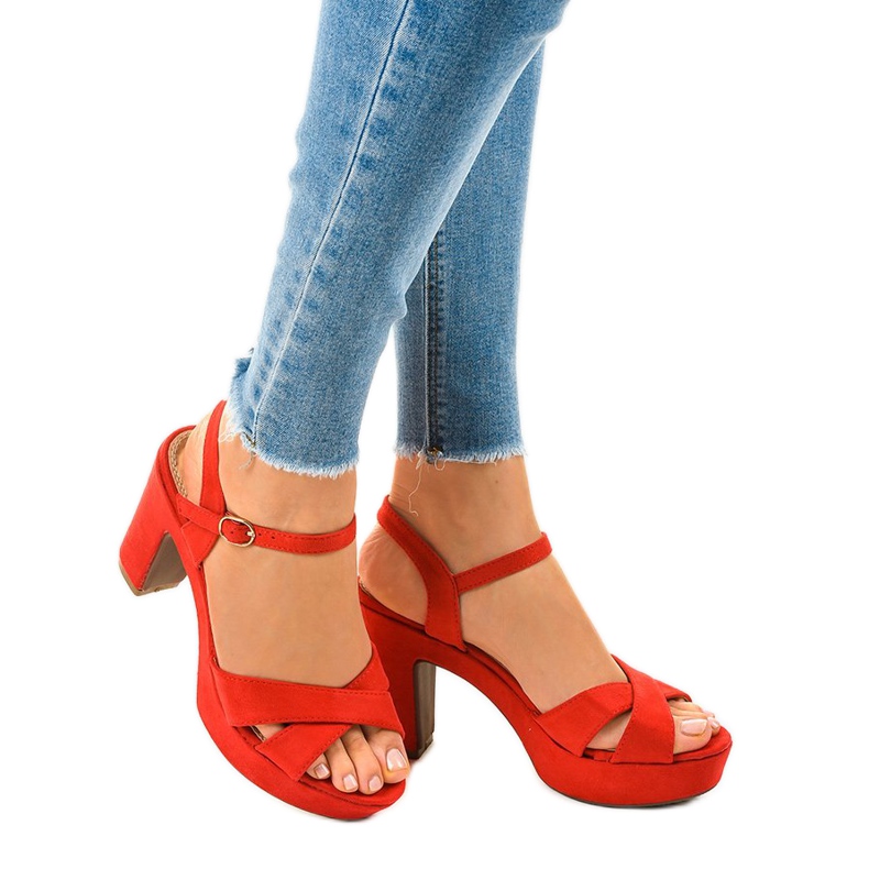 Red sandals on the post JC15017 1