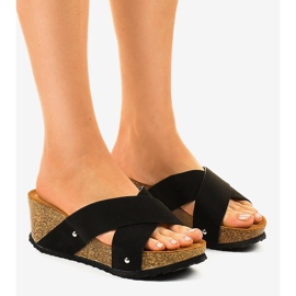 Black GU53 slippers on the wedge 1