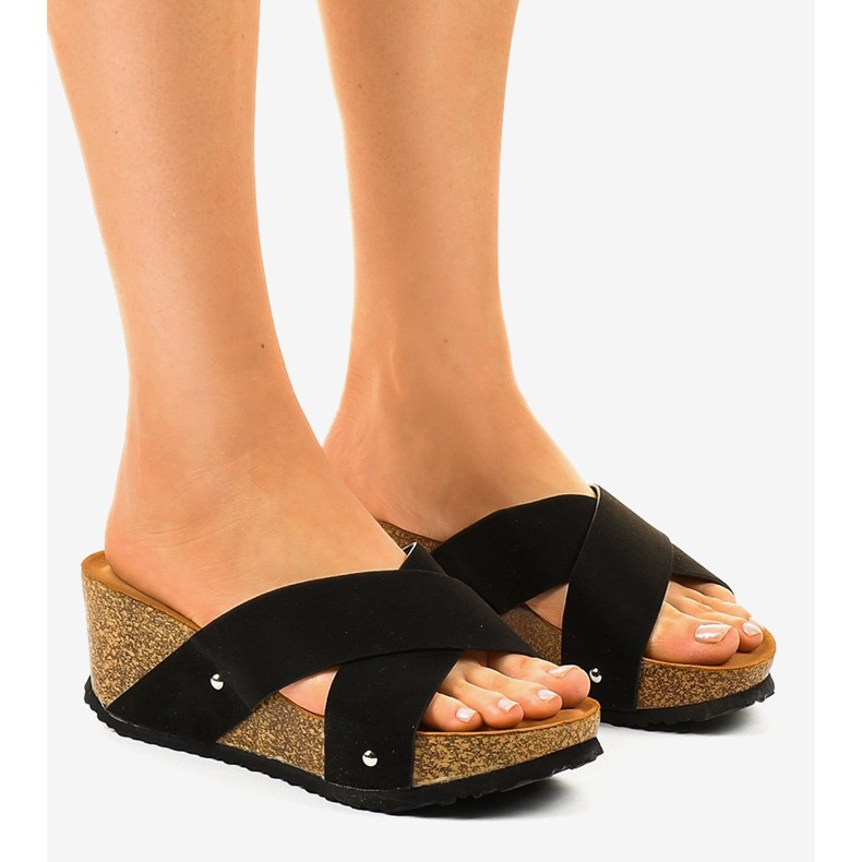 Black GU53 slippers on the wedge 1