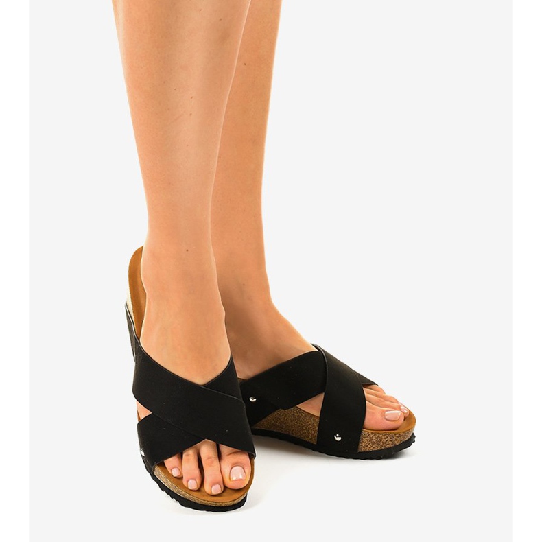 Black GU53 slippers on the wedge 2