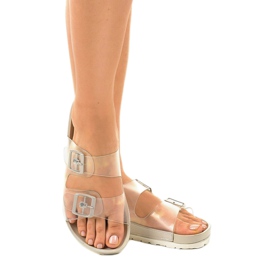 Gray transparent slippers with a SE-9605 buckle colorless 1