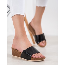 Small Swan Eco Leather Slippers black 1 Small Swan Eco Leather Slippers black 1