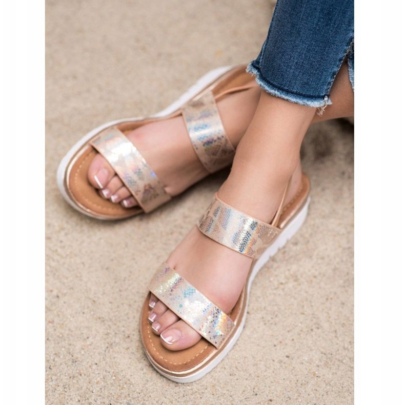 Small Swan Comfortable Sandals With Holo Effect multicolored golden 1