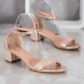 Small Swan Shiny Eco Leather Sandals yellow 2