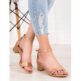 Small Swan Shiny Eco Leather Sandals golden 1