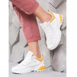 SHELOVET Sneakers With Bright Orange Inserts white 1 SHELOVET Sneakers With Bright Orange Inserts white 1