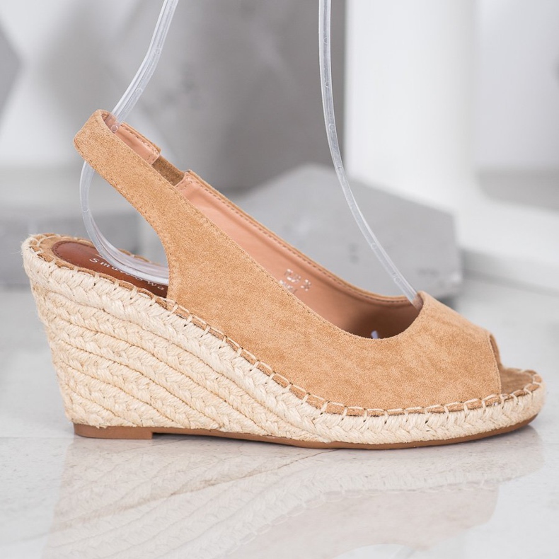 Small Swan Brown Sandals On A High Wedge 1