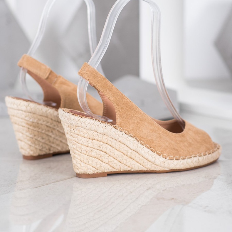 Small Swan Brown Sandals On A High Wedge 2