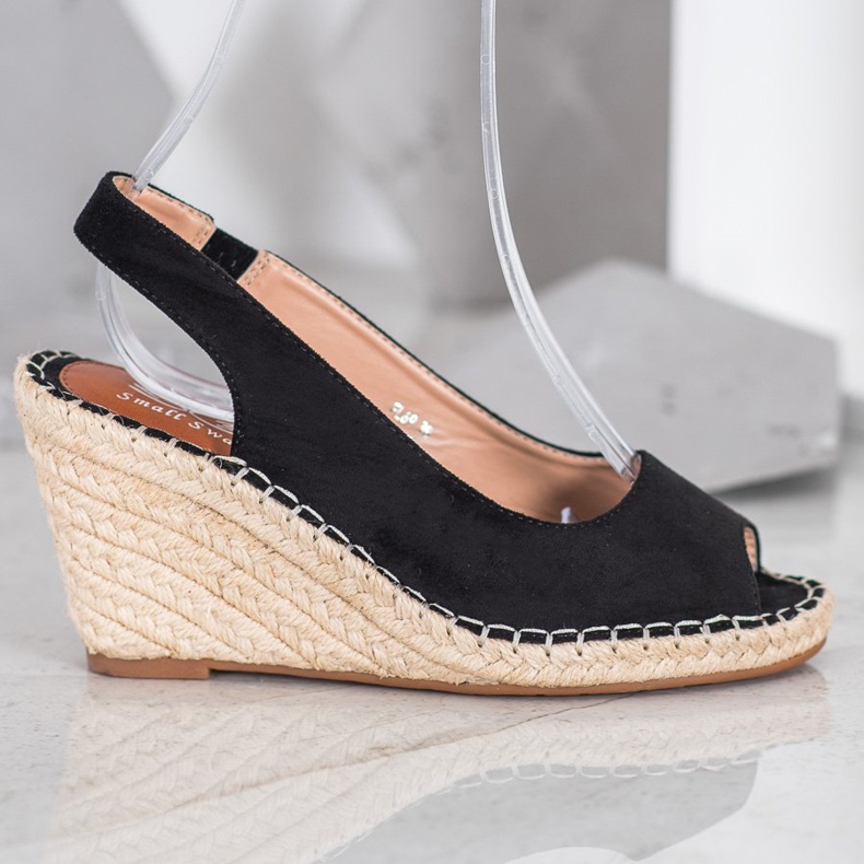 Small Swan Black Sandals On A High Heel 2