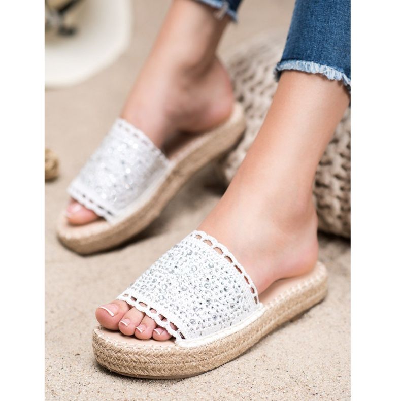 Small Swan Slippers With Crystals white 2